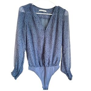 Abercrombie & Fitch Blue V-Neck Long Sleeve Bodysuit